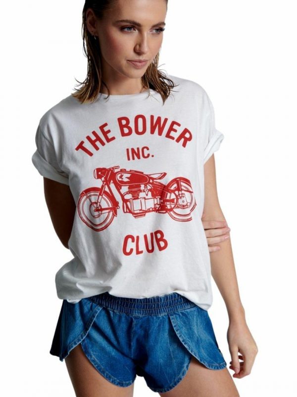 Bower Bike Club Unisex Unisex Tops Colour is White