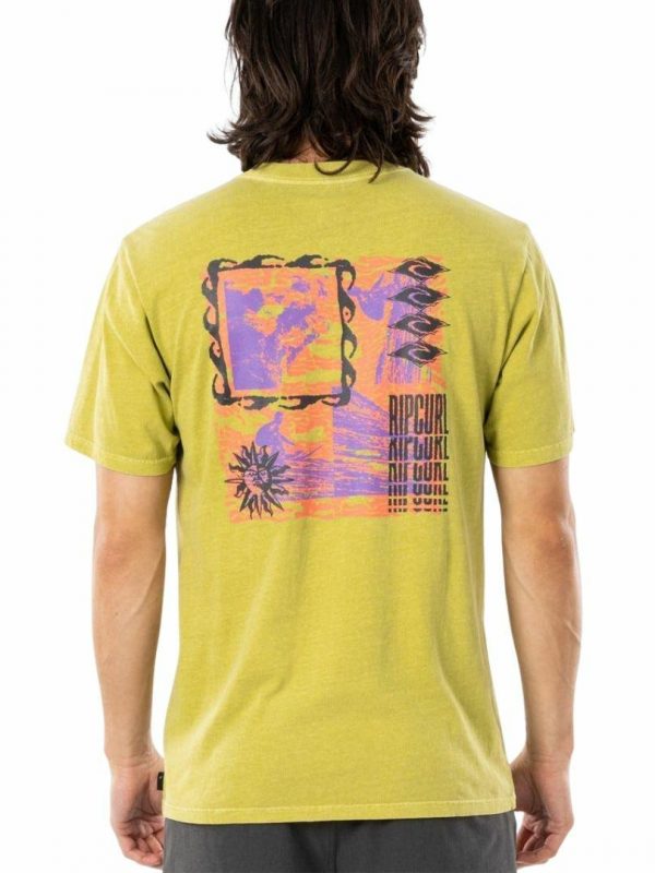 Mind Wave Collage Tee Mens Tee Shirts Colour is Washed Lime