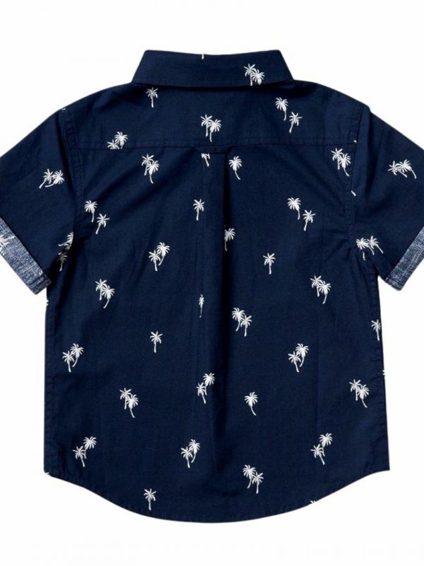 Paradise Palms Shirt- Boy Kids Toddlers And Groms Tee Shirts Colour is Navy