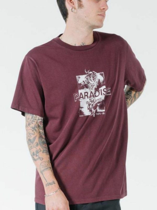 Hidden Paradise Tee Mens Tops Colour is Blood Red
