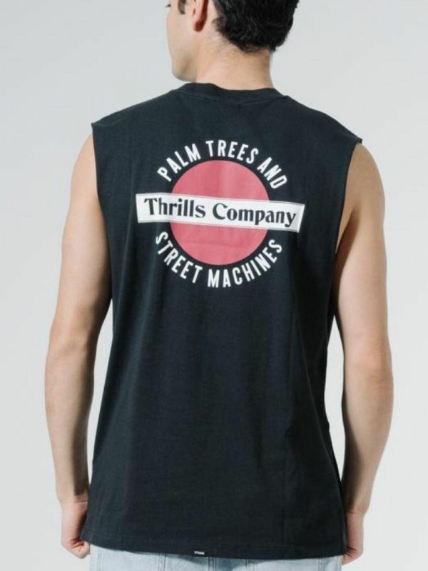 Thrills Merch Fit Muscle Mens Tanks And Singlets Colour is Black