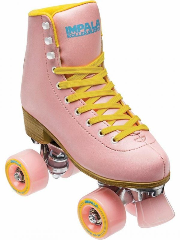 Pink Yellow Quad Skate Womens Roller Skates Colour is Pink Yellow