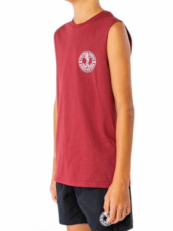 Anchor Drift Youth Muscle Boys Tanks And Singlets Colour is Maroon