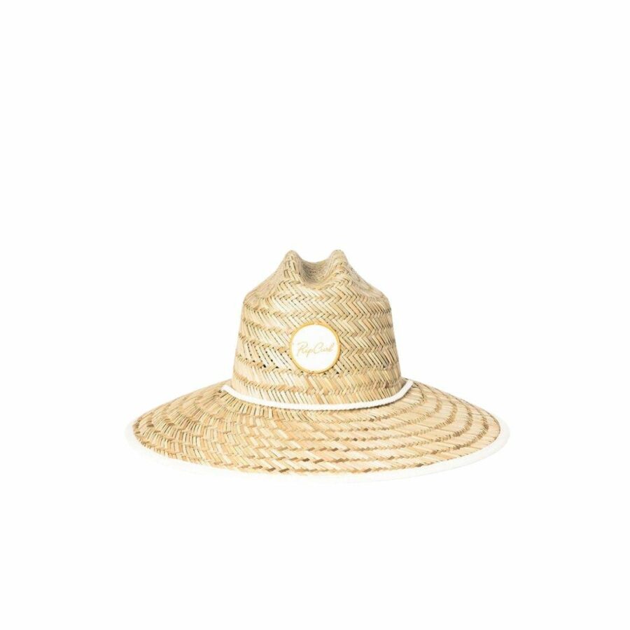 Script Straw Sun Hat Womens Hats Caps And Beanies Colour is Natural/black