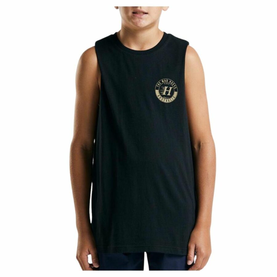 Flying H Youth Muscle Boys Tanks And Singlets Colour is Black