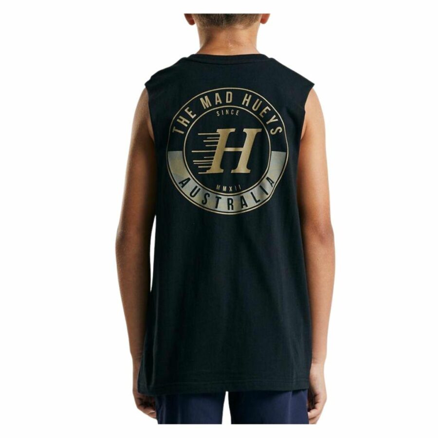 Flying H Youth Muscle Boys Tanks And Singlets Colour is Black