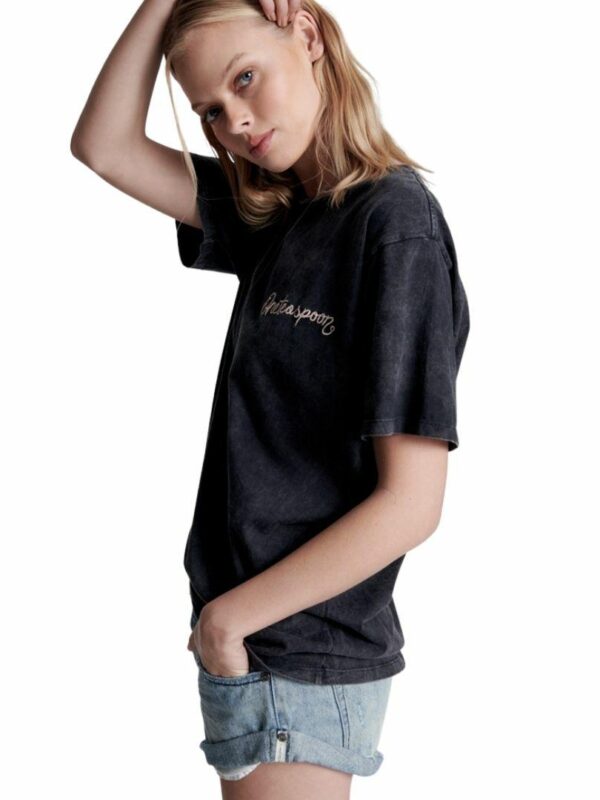 Embroidered Logo Tee Womens Tops Colour is Black Acid