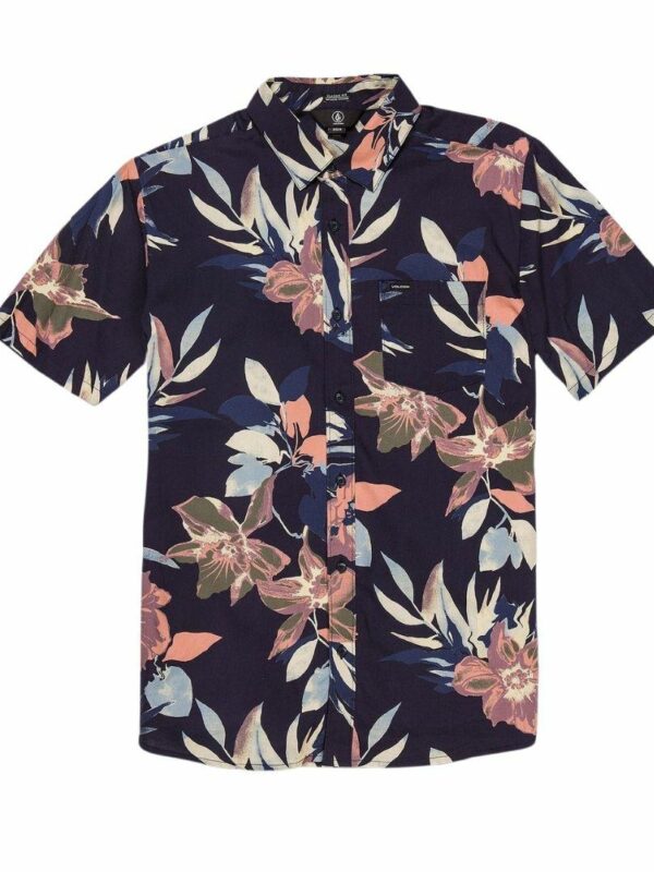Marble Floral Ss Mens Tops Colour is Navy