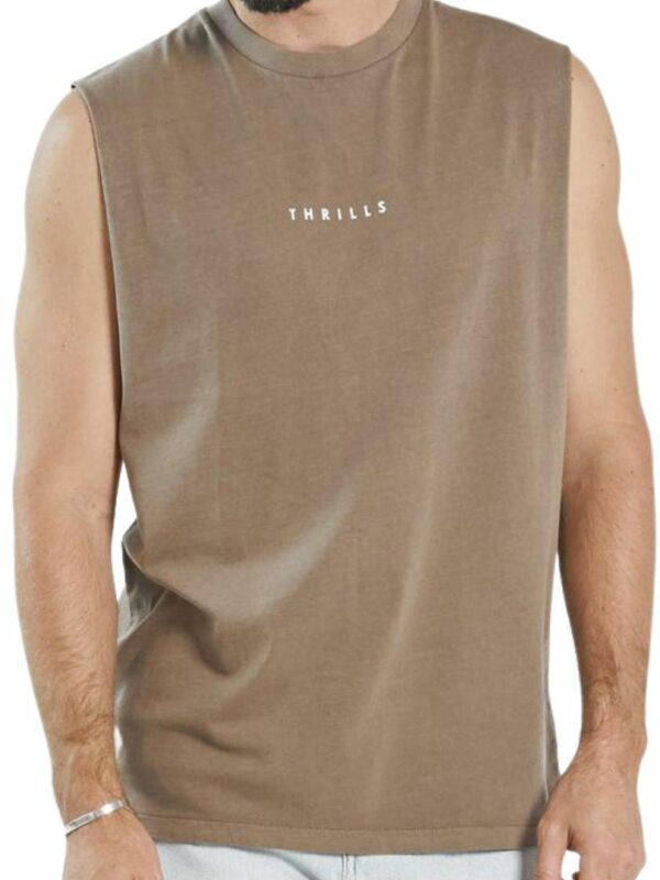 Minimal Merch Fit Muscle Mens Tops Colour is Walnut