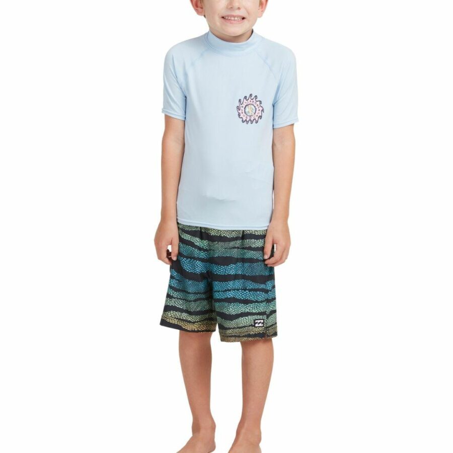 Groms Gecko Rf Ss Kids Toddlers And Groms Rash Shirts And Lycra Tops Colour is Light Blue