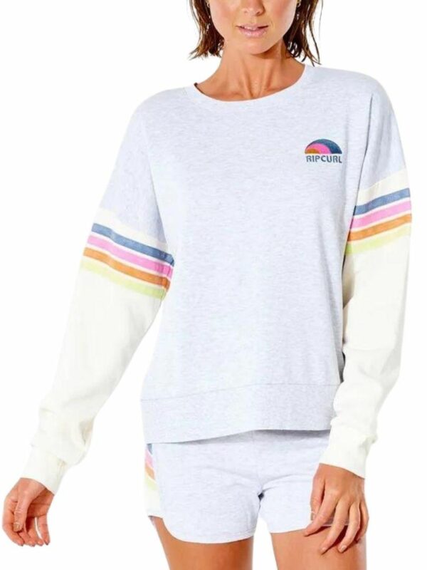 Surf Revival Wave Crew Womens Tops Colour is Light Grey Heather