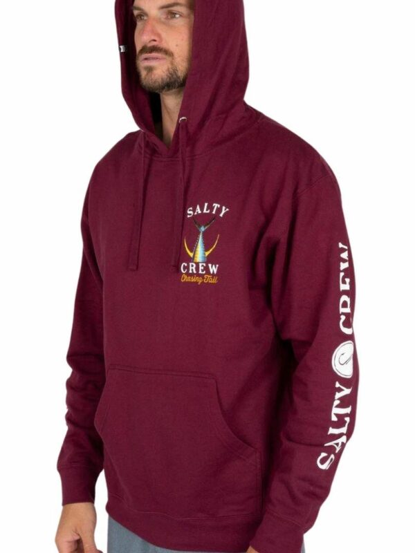 Tailed Hood Fleece Mens Hooded Tops And Crew Tops Colour is Burgundy