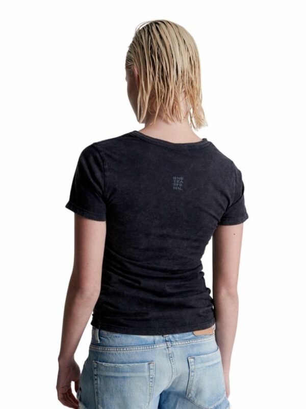 Organic Fitted Logo Tee Womens Tops Colour is Black Acid