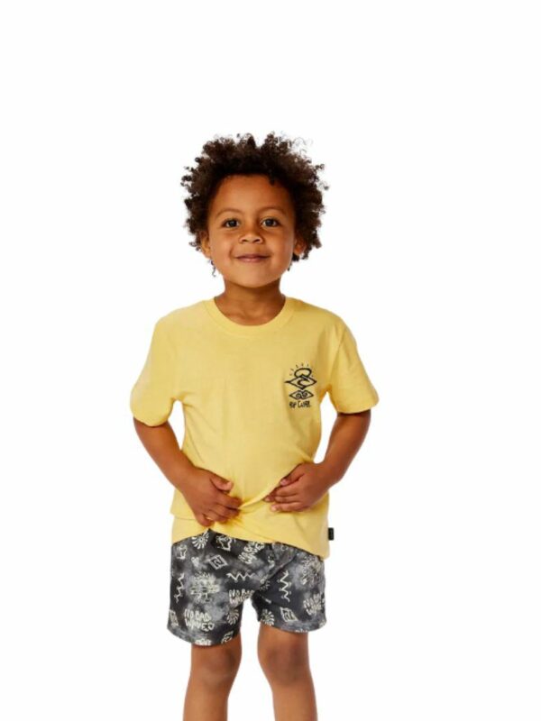 Icons Of Shred Tee Kids Toddlers And Groms Boardshorts Colour is Butter Yellow