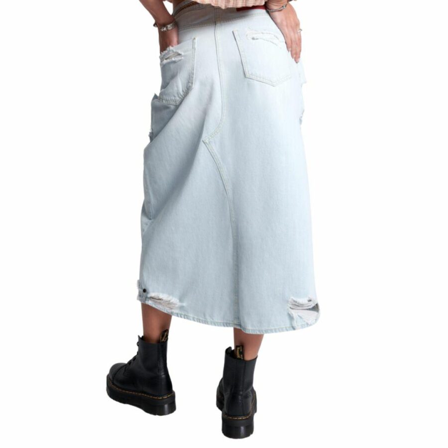 Rocko Long Length Skirt Womens Tops Colour is Angel Blue