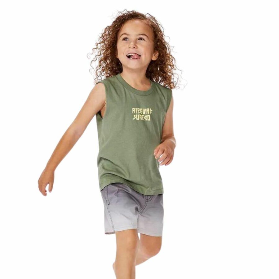 Micro Waves Palm Muscle - Kids Toddlers And Groms Tee Shirts Colour is Washed Clover
