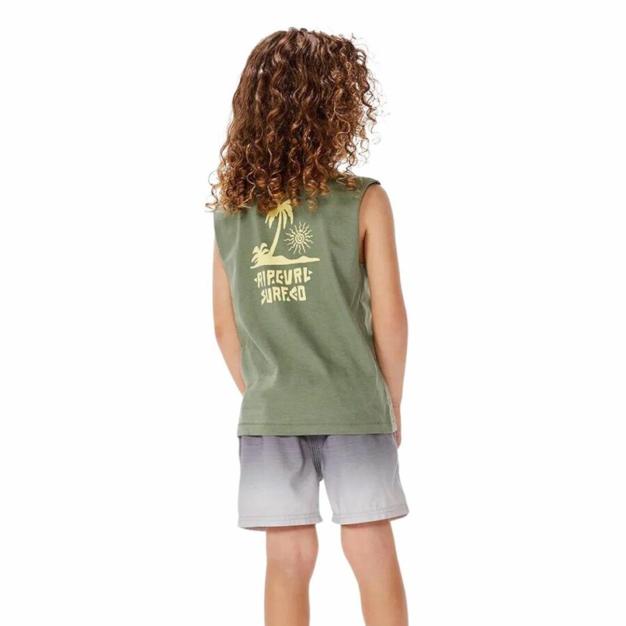 Micro Waves Palm Muscle - Kids Toddlers And Groms Tee Shirts Colour is Washed Clover