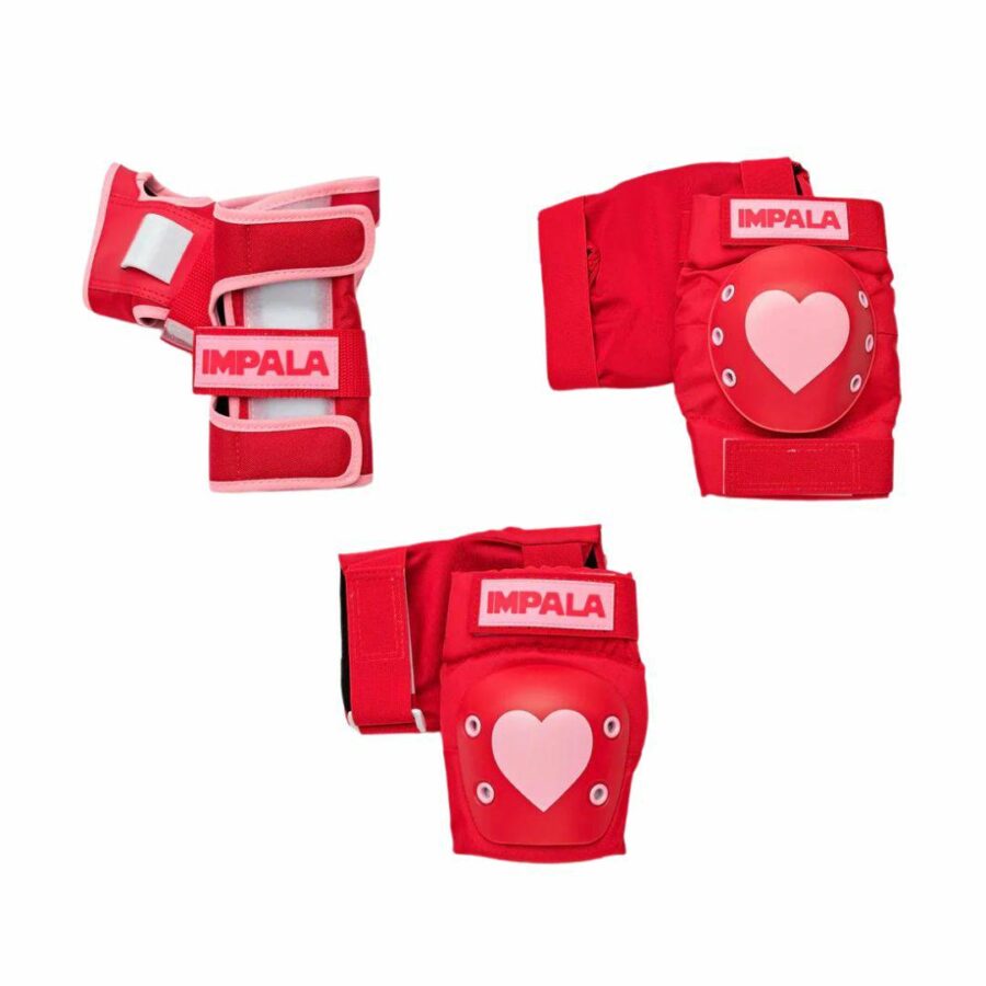 Protective Set Red Hearts Womens Roller Skates Colour is Red