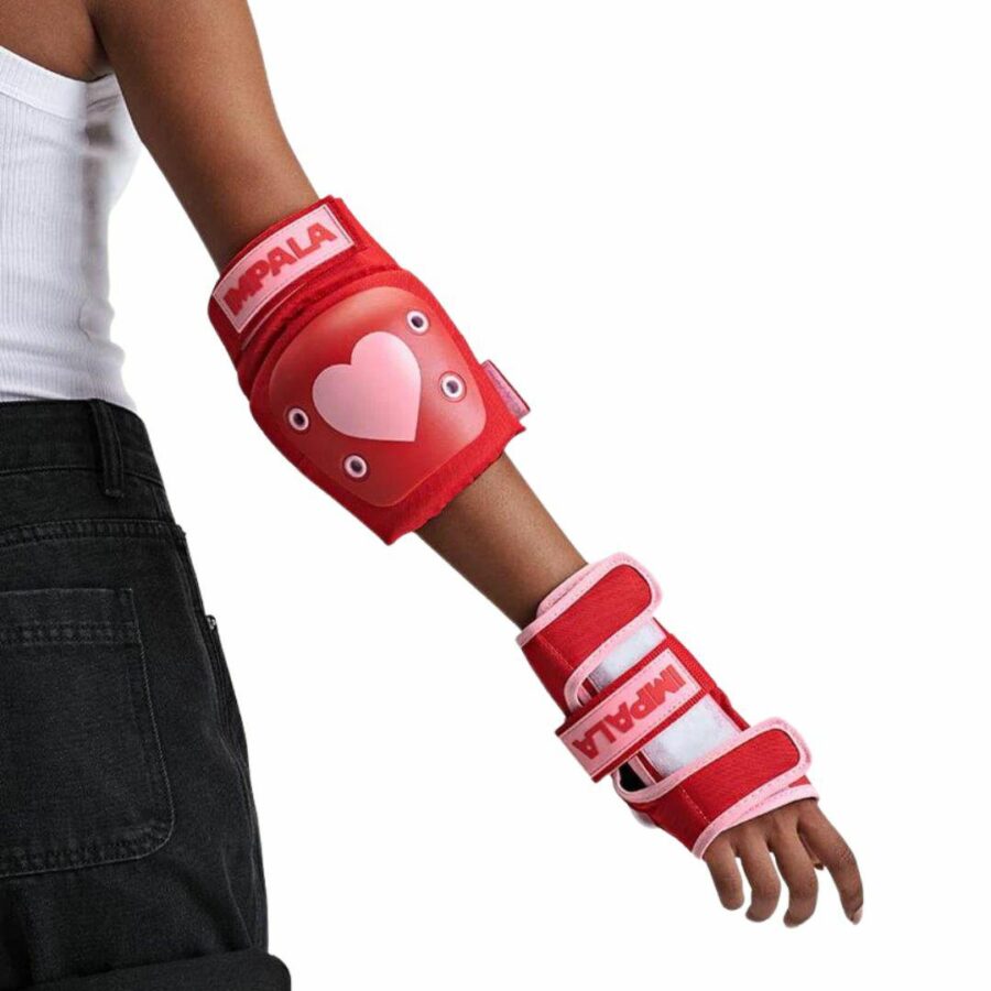Protective Set Red Hearts Womens Roller Skates Colour is Red
