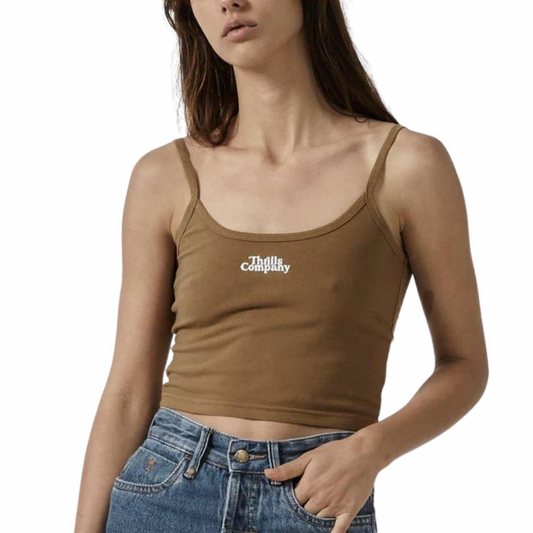 Compound Bound Crop Tank Womens Tanks And Singlets Colour is Tobacco