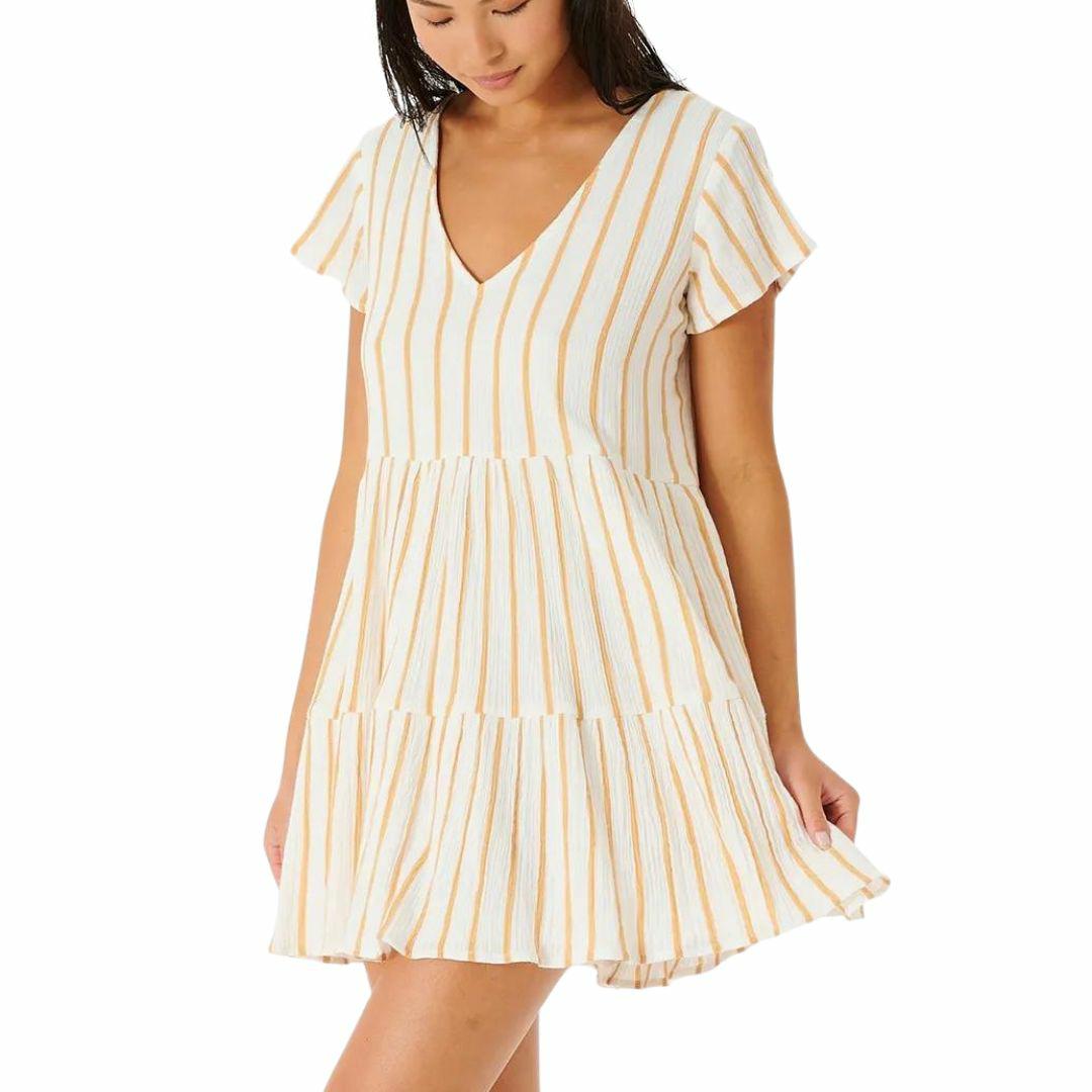 Premium Surf Stripe Dress Womens Skirts And Dresses Colour is Gold