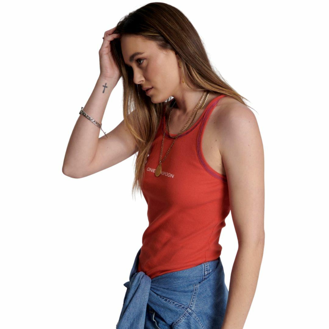 Red Logo Singlet Womens Tops Colour is Red