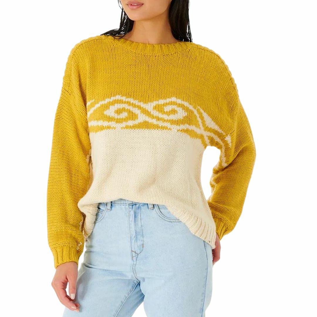 Cosmic Ii Sweater Womens Hooded Tops And Crew Tops Colour is Gold