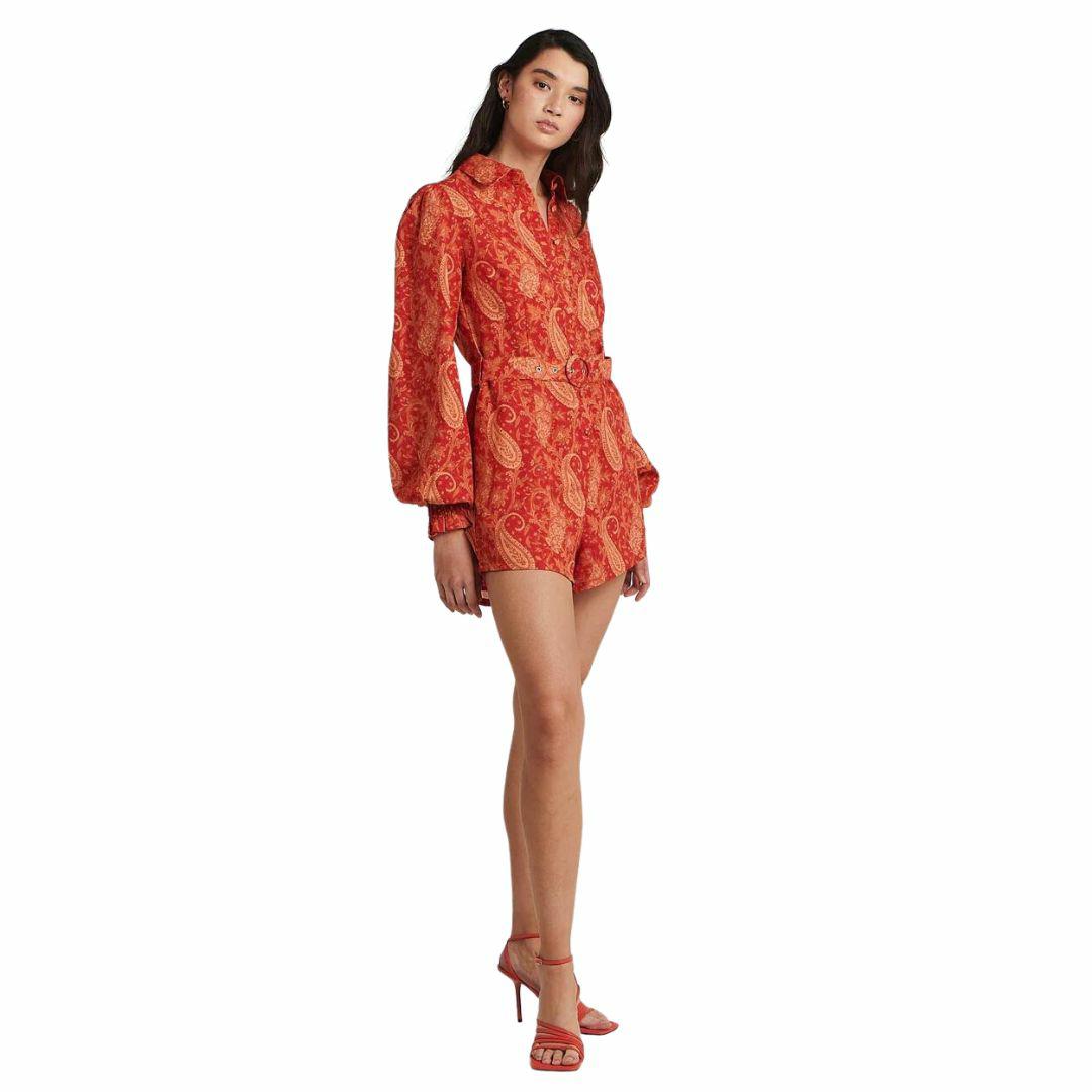 Gisele Playsuit Womens Skirts And Dresses Colour is Terracotta Paisley