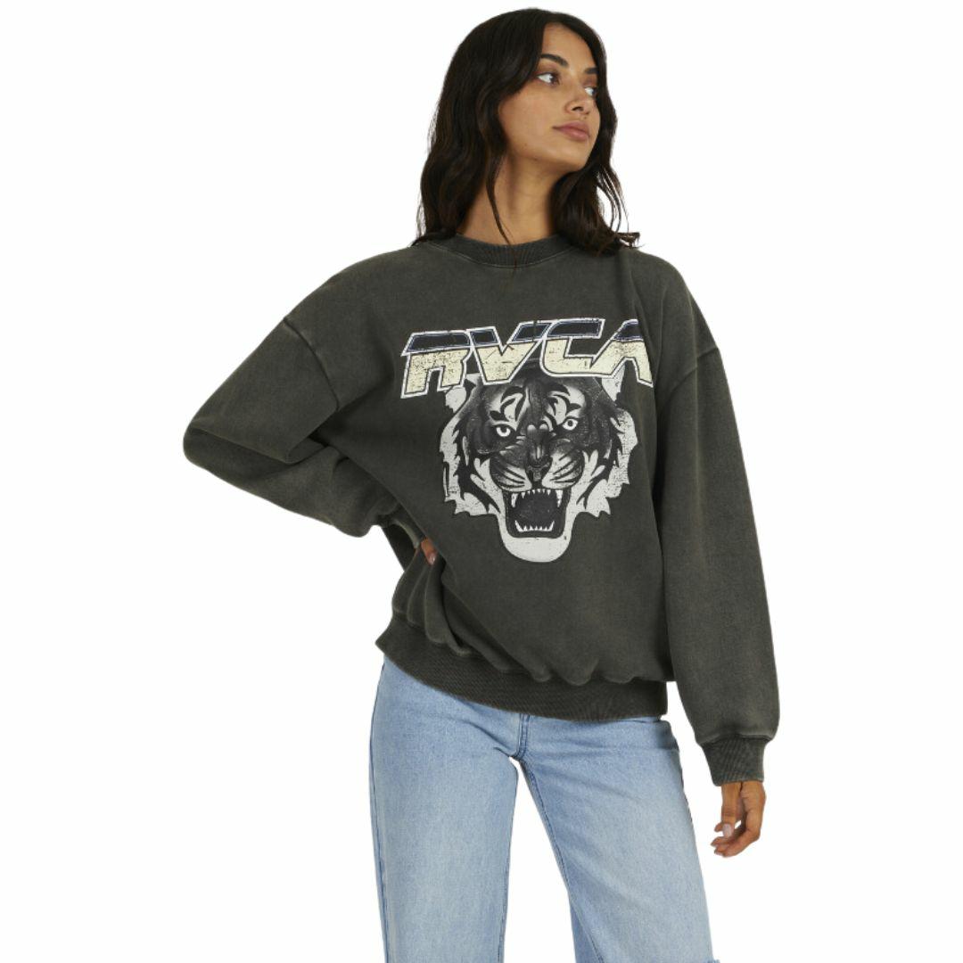 Jungle Cat Crew Womens Hooded Tops And Crew Tops Colour is Pirate Black