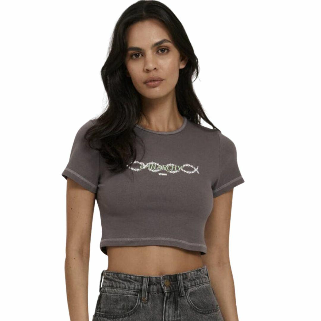 Tribute To Anarchy Crop Womens Tops Colour is Graph