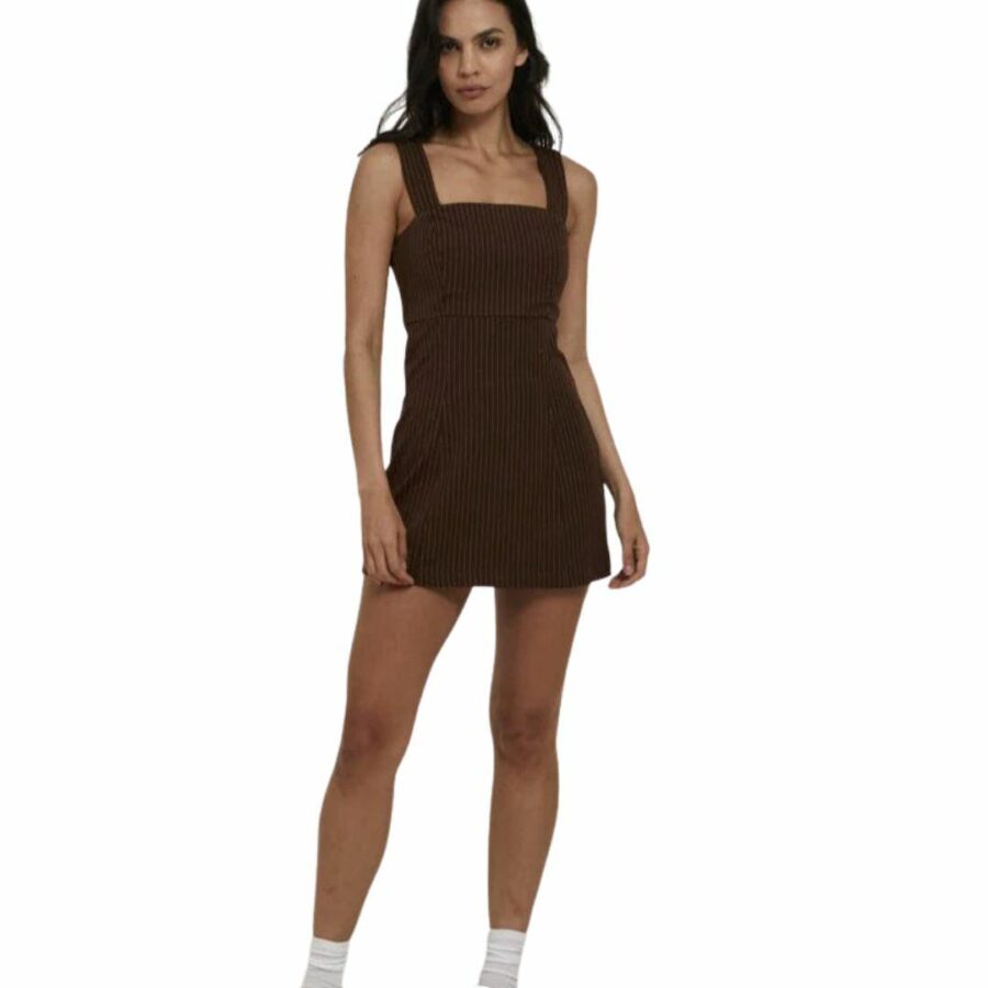 Connie Pinstripe Dress Womens Skirts And Dresses Colour is Brown