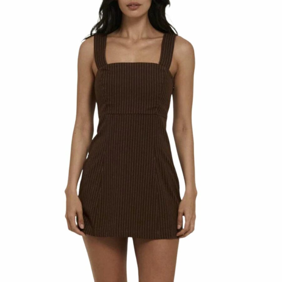 Connie Pinstripe Dress Womens Skirts And Dresses Colour is Brown