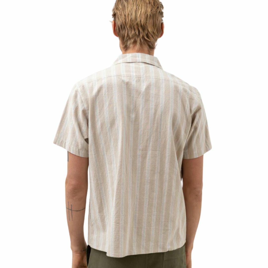 Vacation Stripe Ss Shirt Mens Tops Colour is Sand