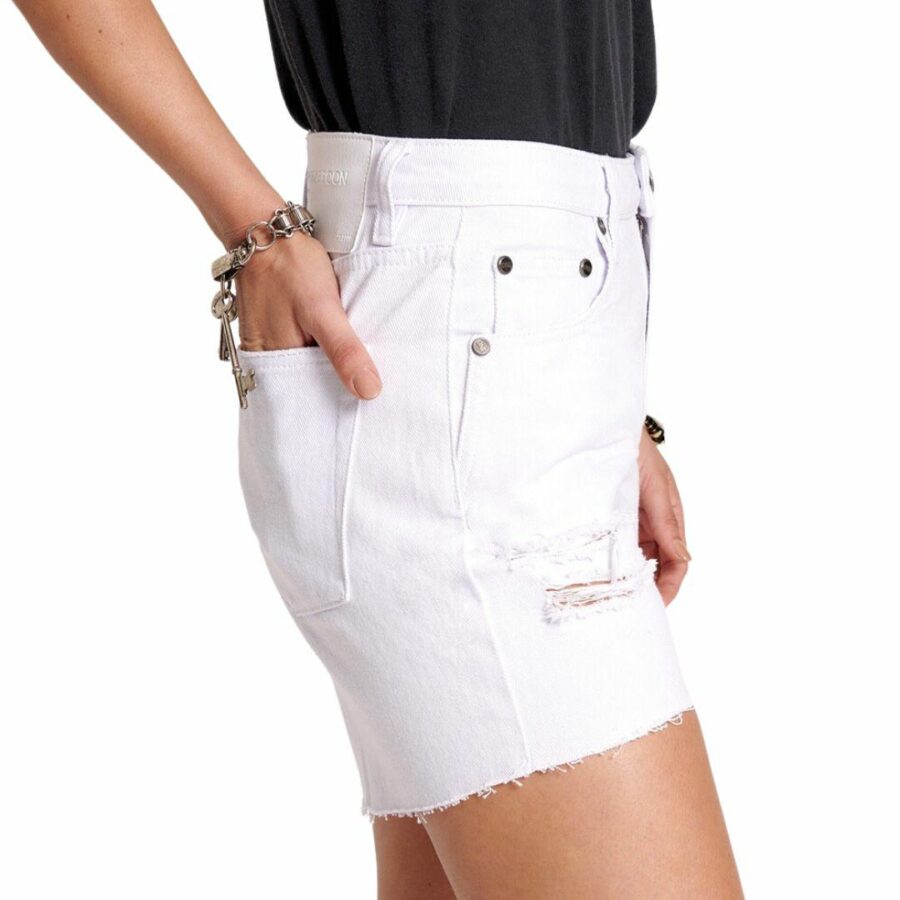 Wht Lgnd High W Mom Fit Womens Boardshorts Colour is White