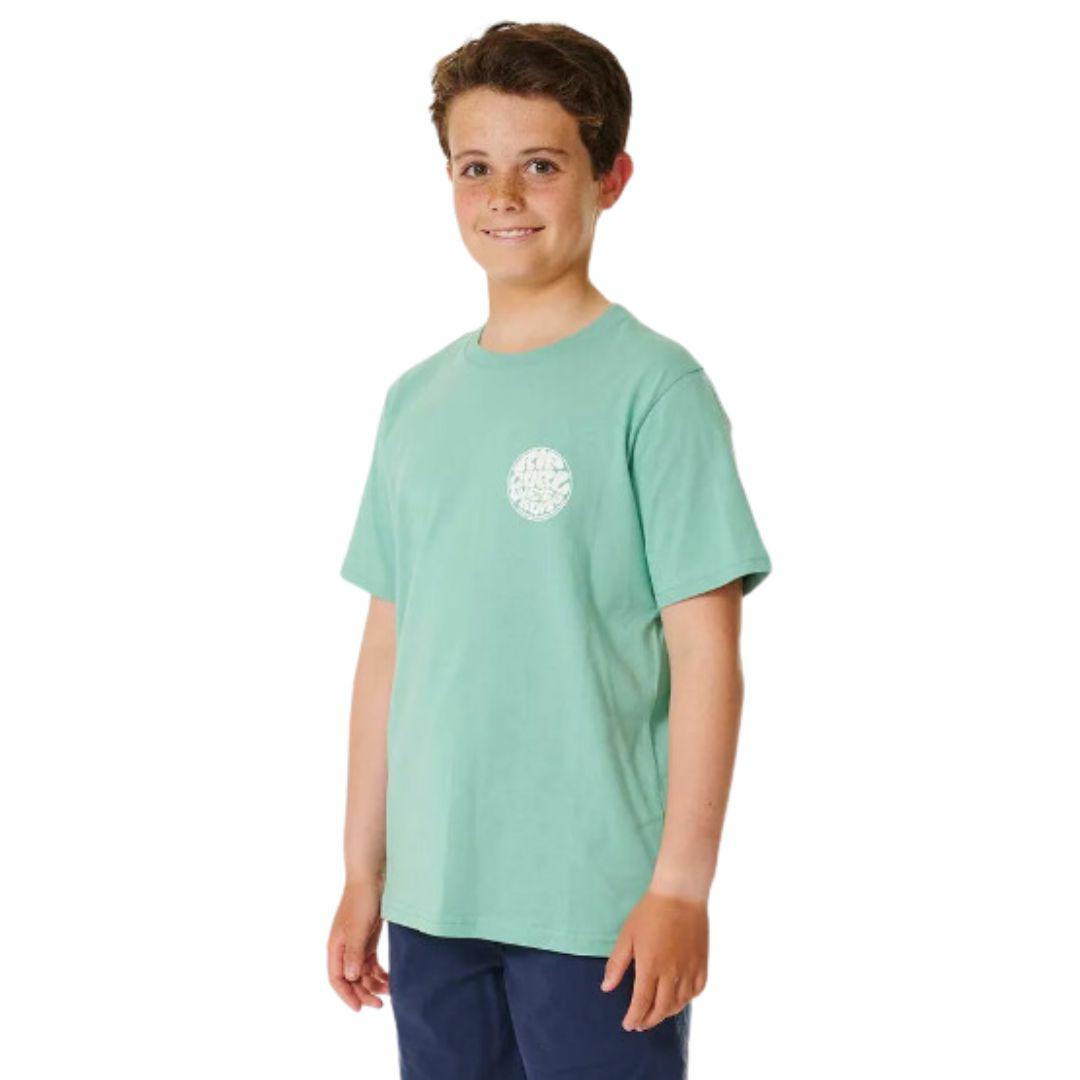 Wetsuit Icon Tee -kids Boys Tee Shirts Colour is Dusty Green