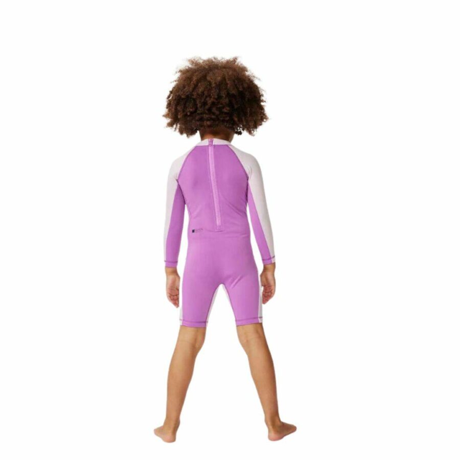 Icons Warm Ls Surf Suit - Girls Rash Shirts And Lycra Tops Colour is Neon Purple