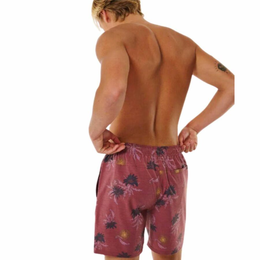 Sun Razed Floral Volley Mens Boardshorts Colour is Apple Butter