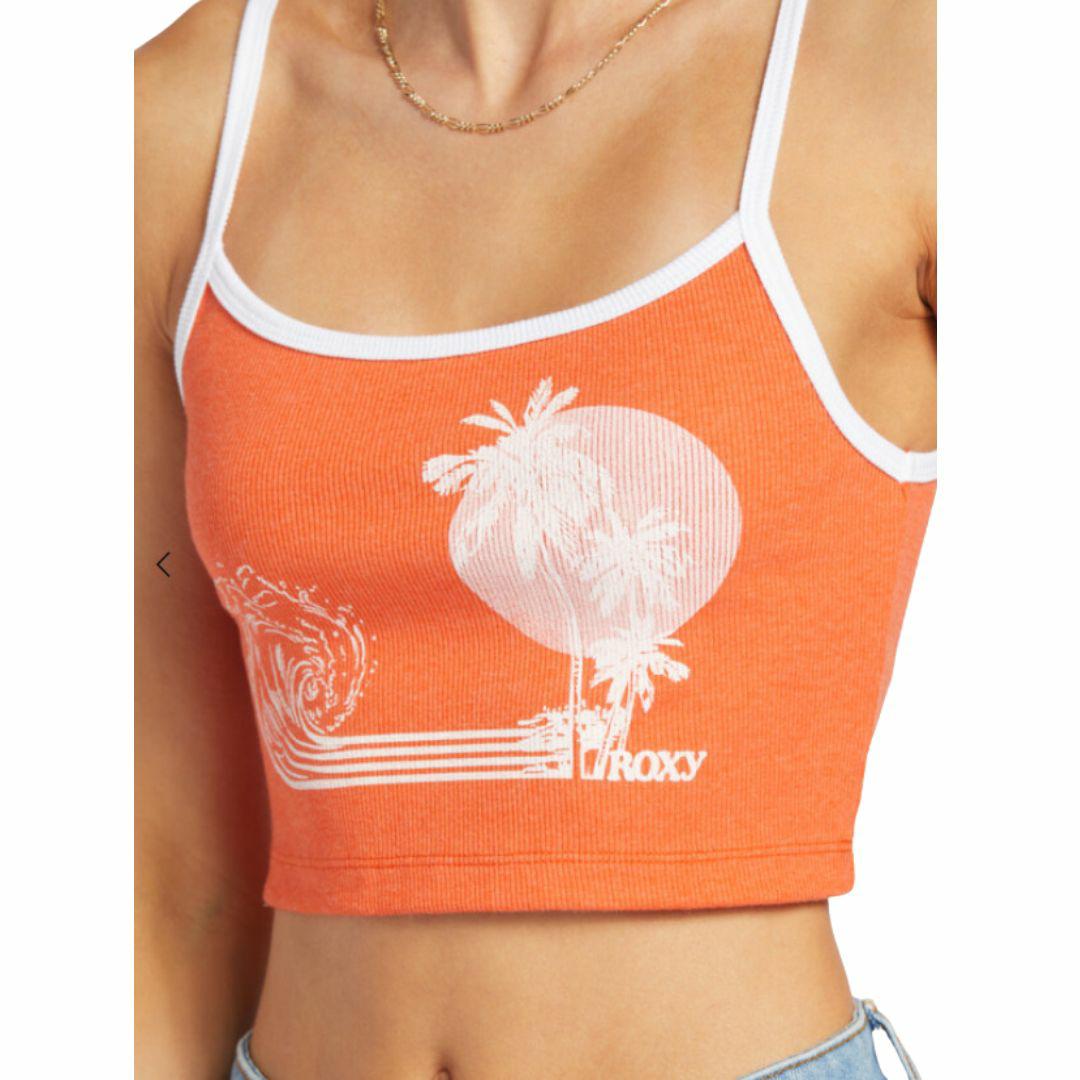Retro Roxy Surf Cst Womens Tee Shirts Colour is Tigerlily