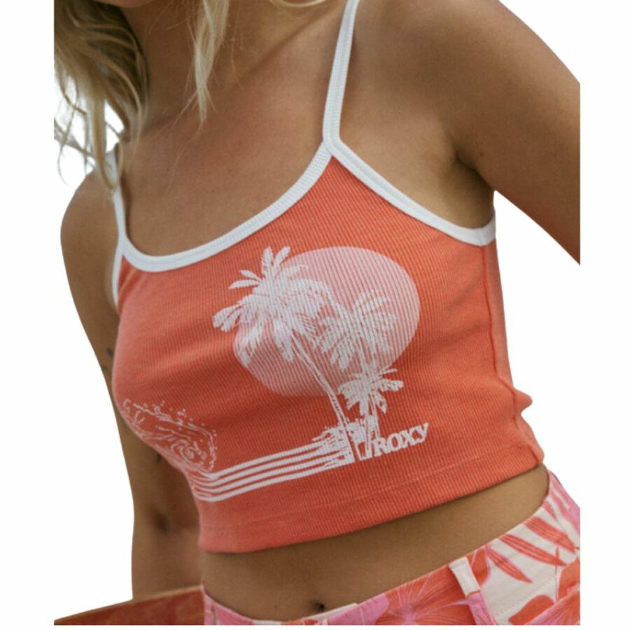 Retro Roxy Surf Cst Womens Tee Shirts Colour is Tigerlily
