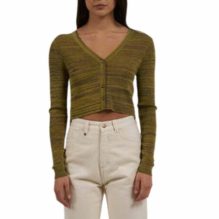 Reaction Knit Cardigan Womens Tops Colour is Antique Moss