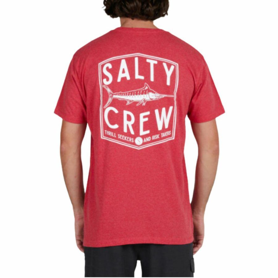 Fishery Ss Tee Mens Tops Colour is Red Heather