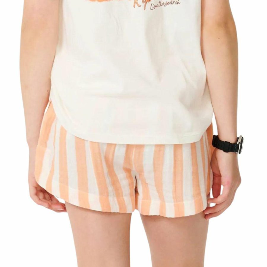 Premium Surf Stripe short Girls Boardshorts Colour is Peach