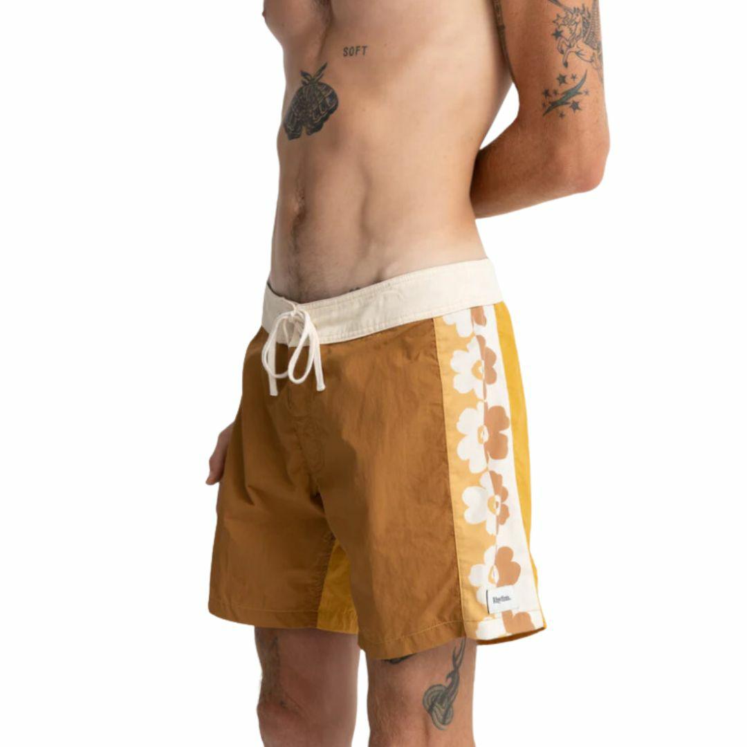Heritage Floral Trunk Mens Boardshorts Colour is Dijon