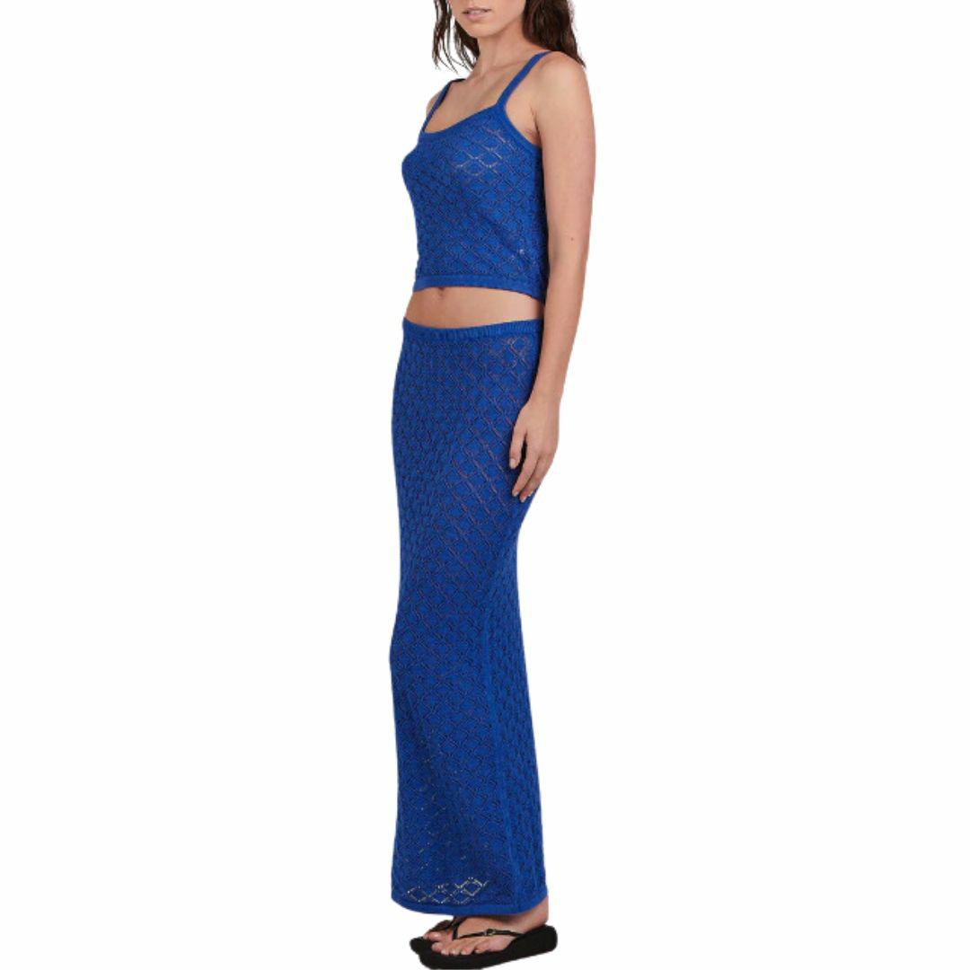 Emma Pointelle Midi Skirt Womens Skirts And Dresses Colour is Cobalt Blue
