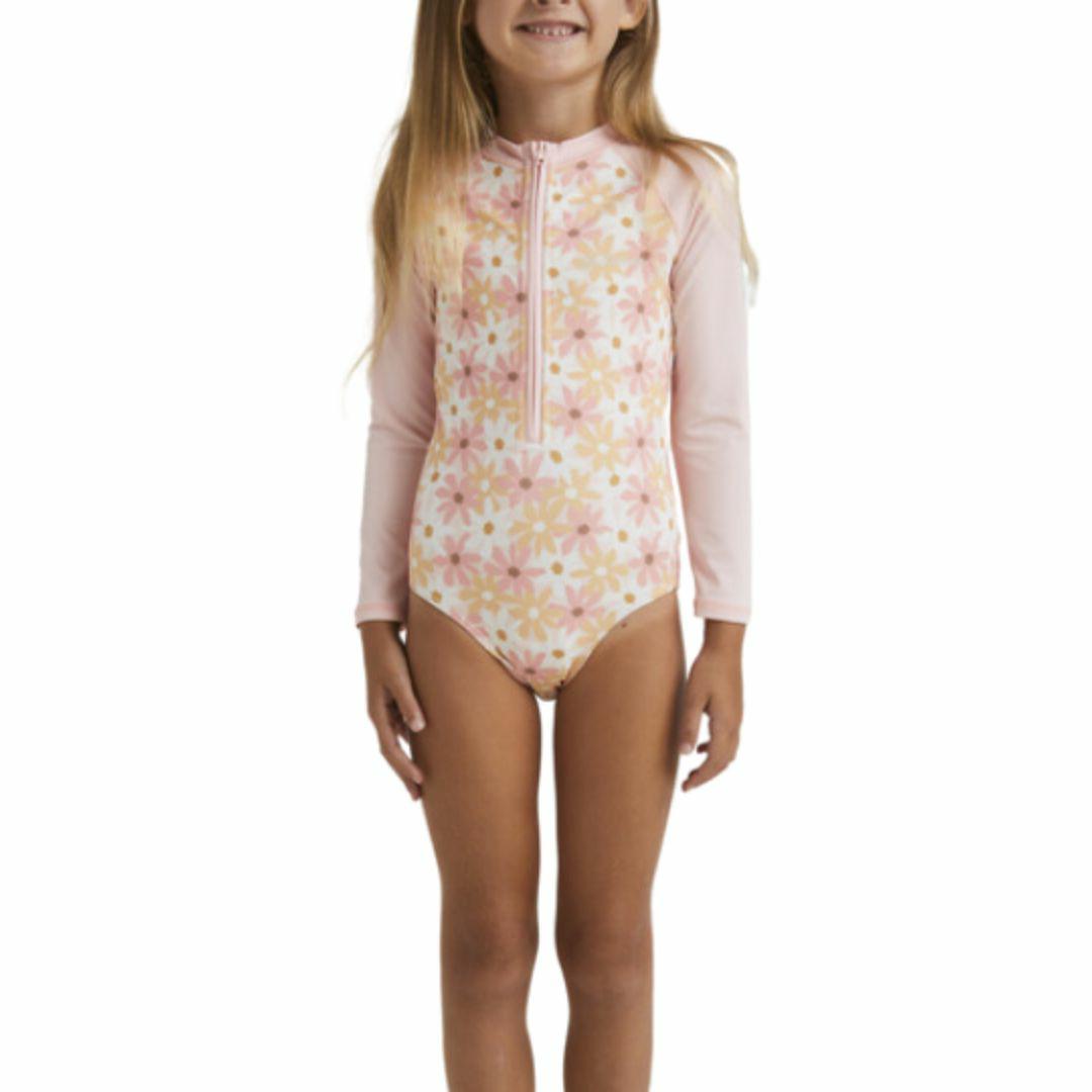 Little Daisy 1pce Sunshir Kids Toddlers And Groms Rash Shirts And Lycra Tops Colour is Pale Pink