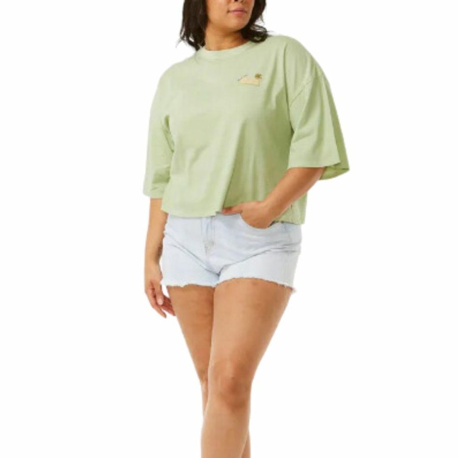 La Quinta Heritage Crop Womens Tee Shirts Colour is Ripcurl Mid Green