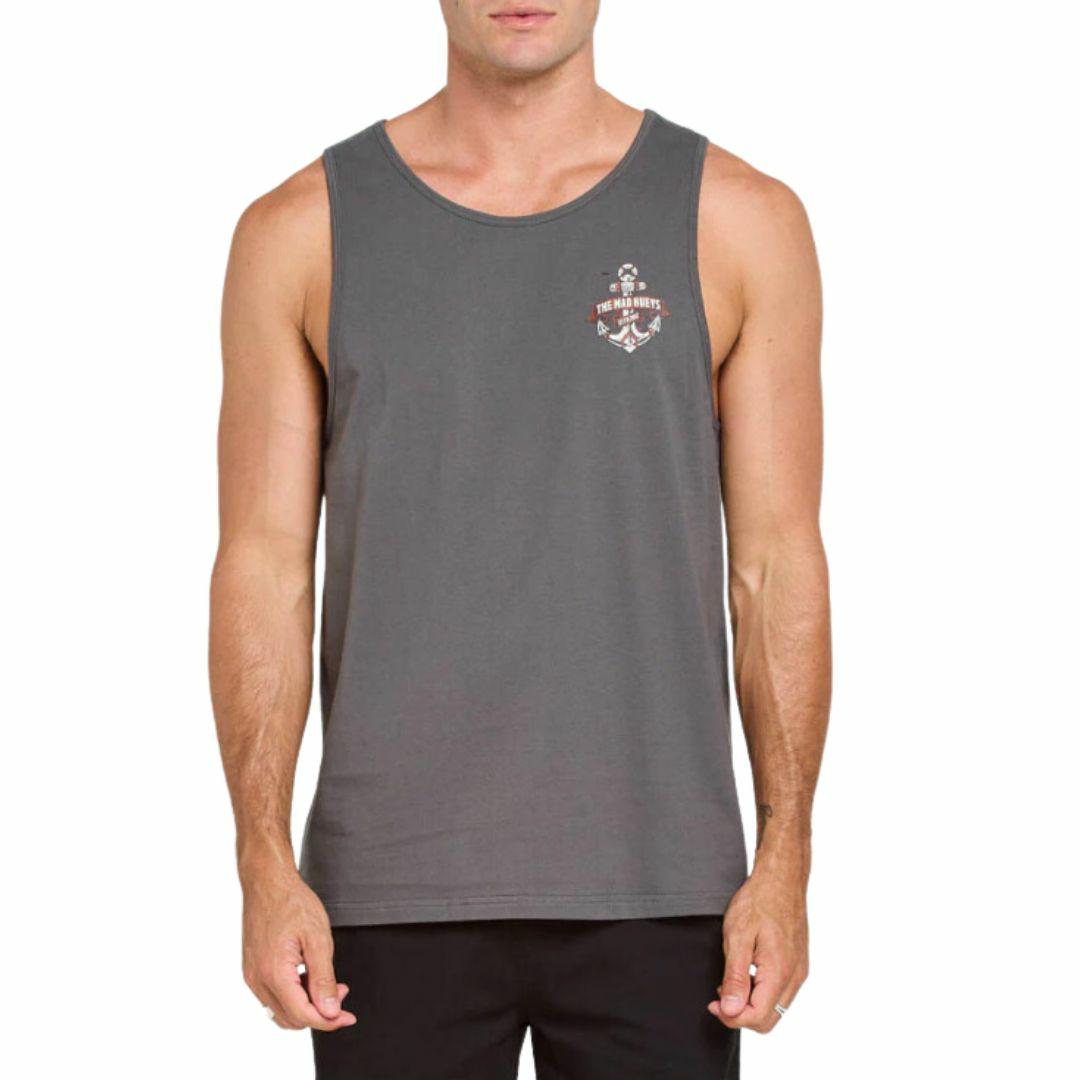 Chained Anchor Tank Mens Tee Shirts Colour is Charcoal