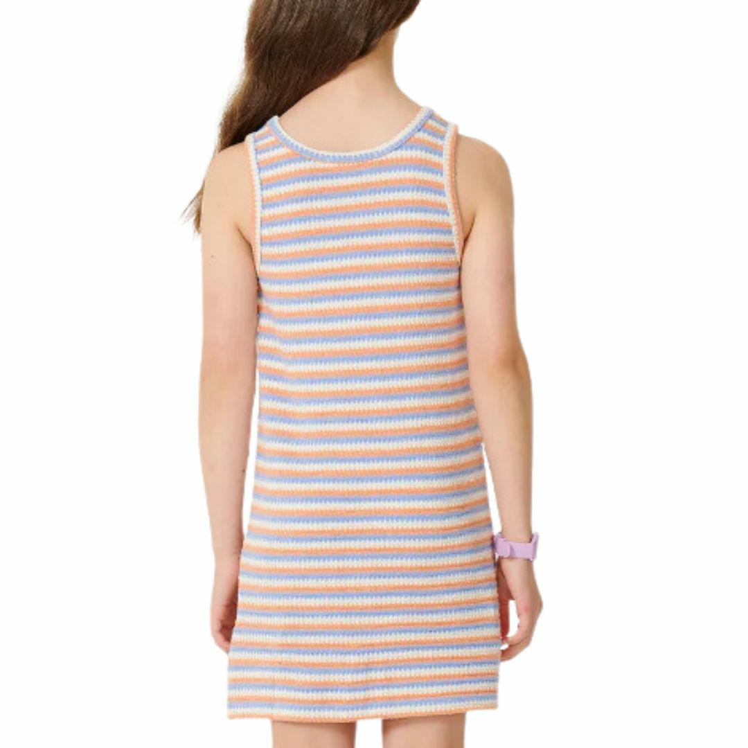 Sun Stripe Knit Dress-gir Girls Skirts And Dresses Colour is Mid Blue
