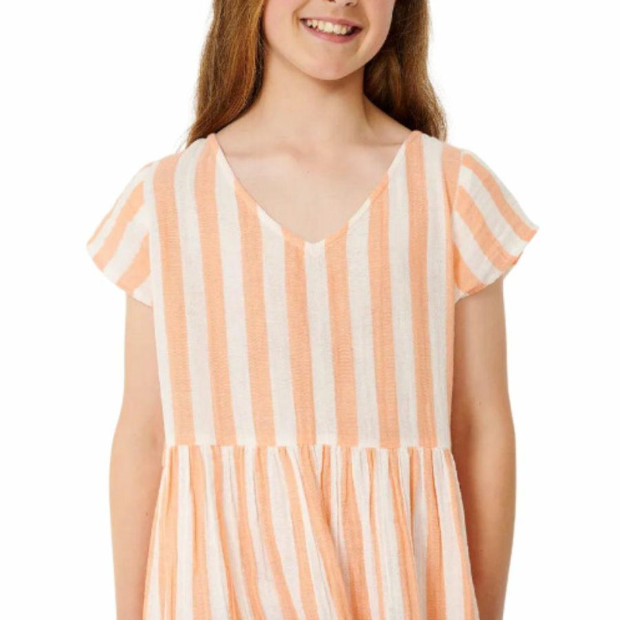 Premium Surf Stripe Dress Girls Skirts And Dresses Colour is Peach