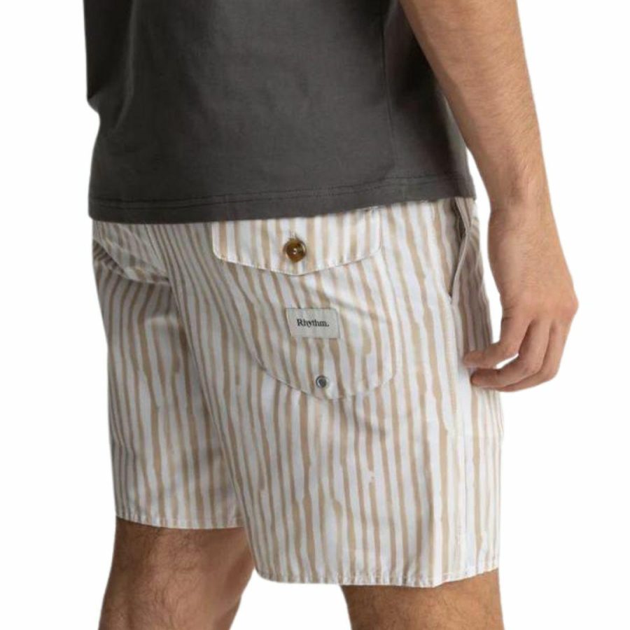 Striped Beach Short Mens Boardshorts Colour is Camel